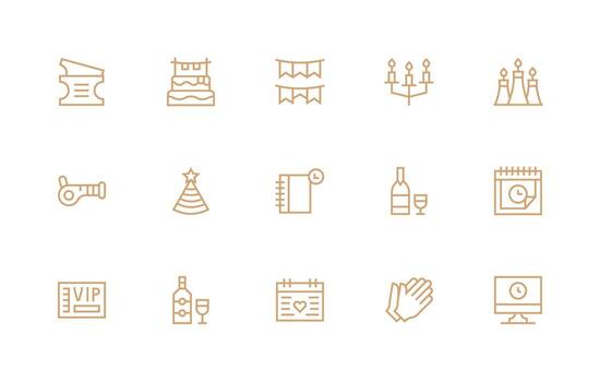 Event Set with 15 Regular Line Icons Icon Set for Apps vector