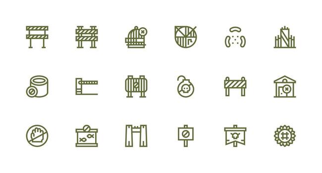 18 Icons for Keep Out in Strong Stroke Line Format Icon Set for Apps vector