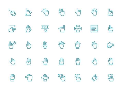 35 Regular Clean Line Vectors for Cursor Theme Multi-Purpose Icon Set