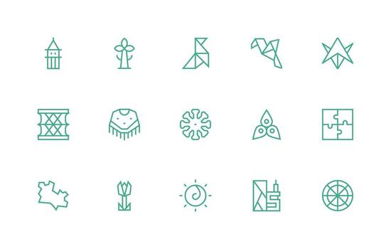 15 regular línea íconos para geométrico gráficos escalable íconos para multiplataforma interfaces vector