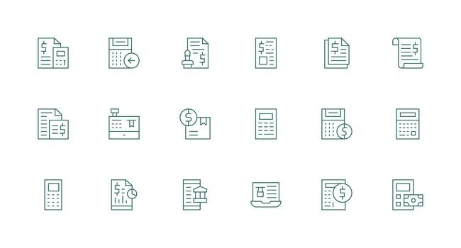 18 Minimal Line Icons for Accounting Software Graphics Flat Icon Set vector