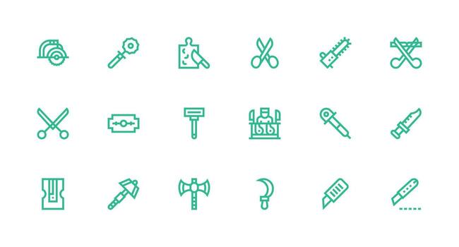 Strong Stroke Line Icons from Cutting Set with 18 Vectors Functional Icon Series