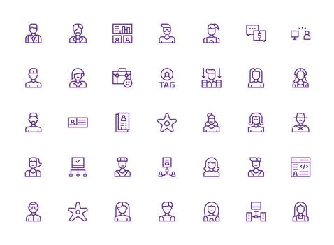 35 Client Icons in Regular Clean Line Aesthetic Flexible Icon System for Web Interfaces vector