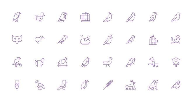 32 Thin Line Style Icons from Avian Collection Sharp Icons for Presentations vector