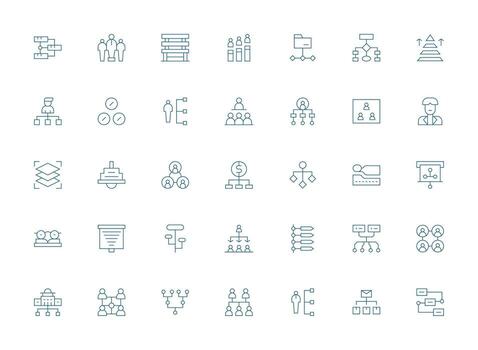 35 Light Line Style Icons from Hierarchy Collection Flexible Icon System for Web Interfaces vector