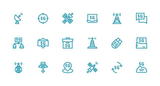 Telecommunication featuring 18 Icons in Strong Stroke Line Design Fully Editable Icon Set for Web vector