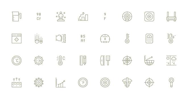 Metric Icon Set with 32 Thin Line Graphics Simple Icon Pack vector
