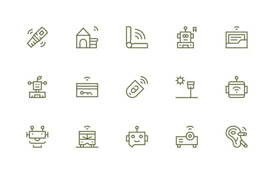 Smart including 15 Regular Line Illustrations Complete Icon Set for Mobile Apps vector