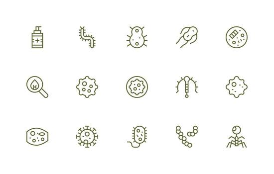 Regular Line Icons from Bacteria Set with 15 Vectors Interface Icon Collection for Daily Projects