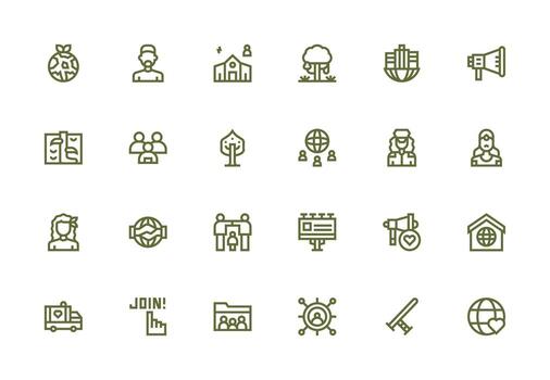 24 Thick Line Line Icons for Community Graphics High-Resolution Icons for Any Platform vector