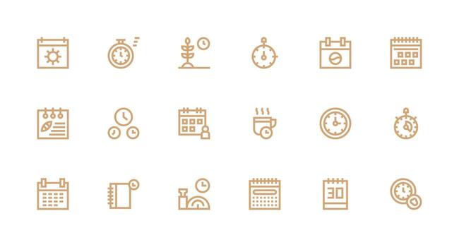 Time Management Visual Pack containing 18 Strong Stroke Line Icons Scalable Icons for All Themes vector
