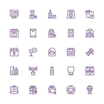 Package featuring 25 Icons in Medium Stroke Outline Design Basic Icon Series vector