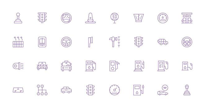 32 Delgado línea diseños para conducción íconos núcleo icono colección para diario Tareas vector