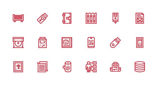 Strong Stroke Line Icons from Data Storage Set with 18 Vectors Simple Icons for Interface and Wireframes