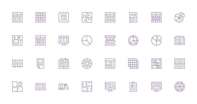 32 Thin Line Style Icons from Sections Collection Clean Icon Set Icon Pack for UI Projects vector