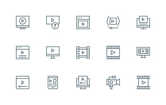 Online Set with 15 Regular Line Icons Clean Icon Set Icon Pack for UI Projects vector
