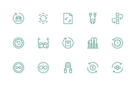 15 Regular Line Designs for Loop Icons Detailed Icon Collection for Design Systems vector