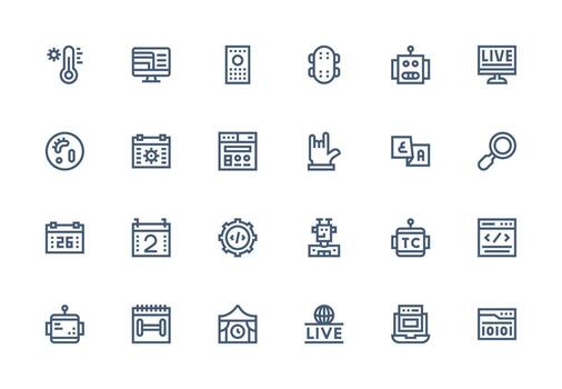 24 Thick Line Line Designs for Program Icons Clean Icon Collection for Web Use vector
