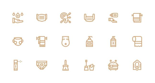 higiene presentando 18 íconos en fuerte carrera línea diseño limpiar icono conjunto icono paquete para ui proyectos vector