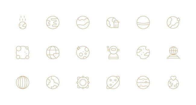 Minimal Line Icons from Planet Set with 18 Vectors Compact Icon Pack