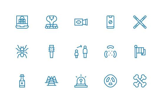 15 Regular Line Icons for Caution Graphics Clear and Concise Icon Set Collection vector