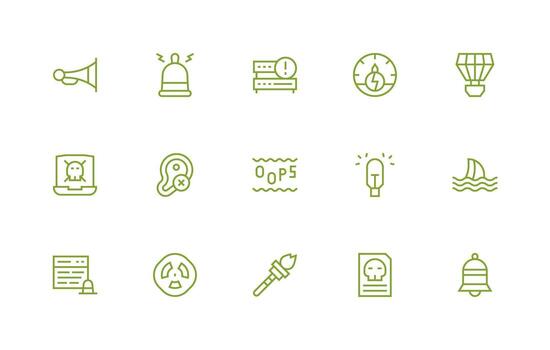 Warning Icon Collection with 15 Regular Line Designs Icon Pack for UI vector