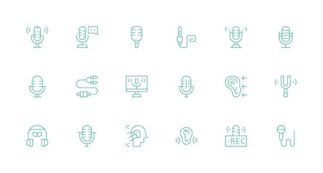 audio entrada diseño íconos presentando 18 en mínimo línea estilo flexible icono sistema para web interfaces vector