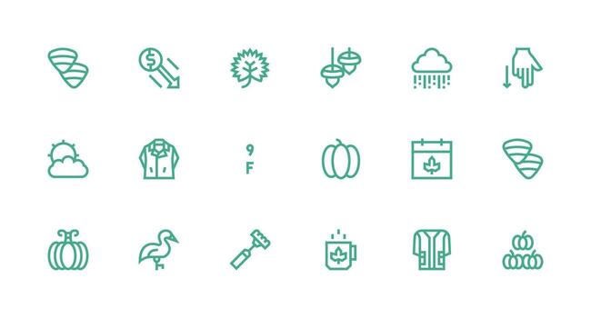 otoño presentando 18 íconos en fuerte carrera línea diseño limpiar icono colección para web utilizar vector