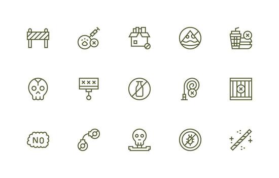 Prohibited Visual Pack containing 15 Regular Line Icons Clean Icon Set Icon Pack for UI Projects vector