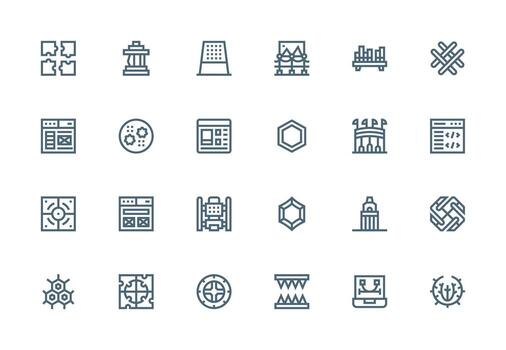 Framework Set with 24 Thick Line Line Icons Core Icon Collection for Daily Tasks vector
