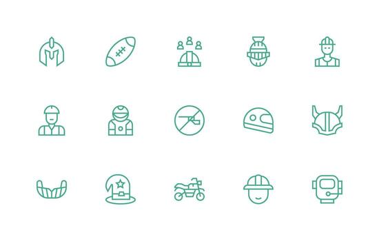 Regular Line Style Helmet Icons with 15 Vectors Scalable Icons for Cross-Platform Interfaces
