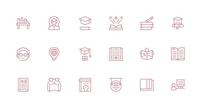 Knowledge Icon Collection with 18 Minimal Line Designs Balanced Icon Set for Functional Design vector
