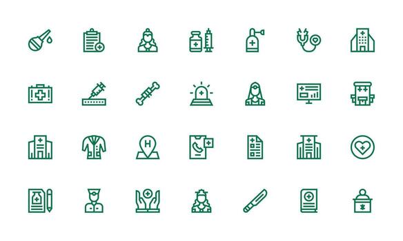 Bold Line Style Physician Icons with 28 Vectors Sharp Icons for Presentations