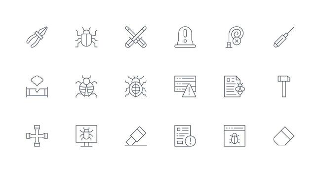 Fix Design Icons featuring 18 in Minimal Line Style Complete Icon Bundle for Web Design vector