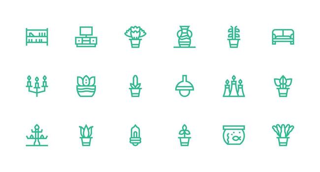 hogar decoración conjunto con 18 fuerte carrera línea íconos equilibrado icono conjunto para funcional diseño vector