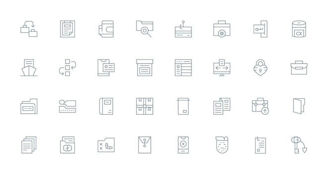 Folder Design Icons featuring 32 in Thin Line Style Web Icon Collection vector