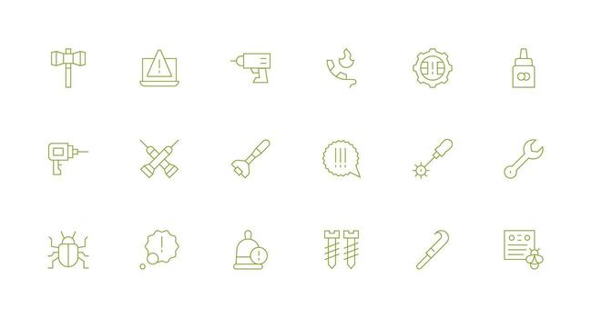 Fix Set with 18 Minimal Line Icons Functional Icon Series vector