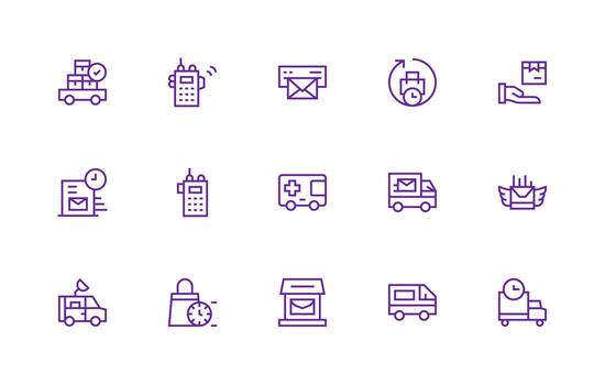 Dispatch Set with 15 Regular Line Icons Clean Icon Collection for Web Use vector