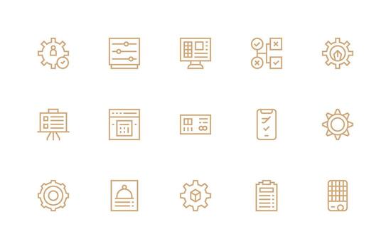 Options Icon Set with 15 Regular Line Graphics Essential Icon Set for Teams vector