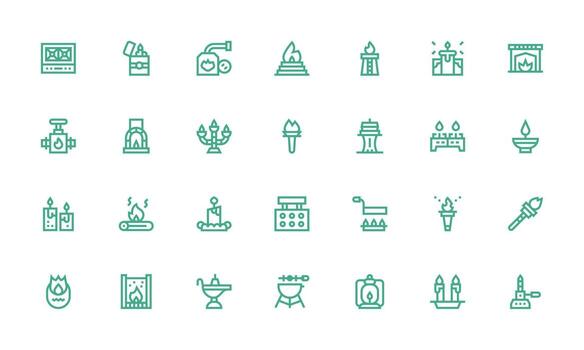 Flame including 28 Bold Line Illustrations Minimal Icon Set for Interface Projects vector