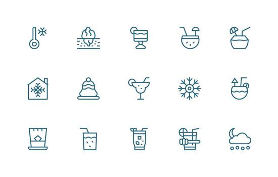 Ice Visual Pack containing 15 Regular Line Icons Neat Icon Set vector