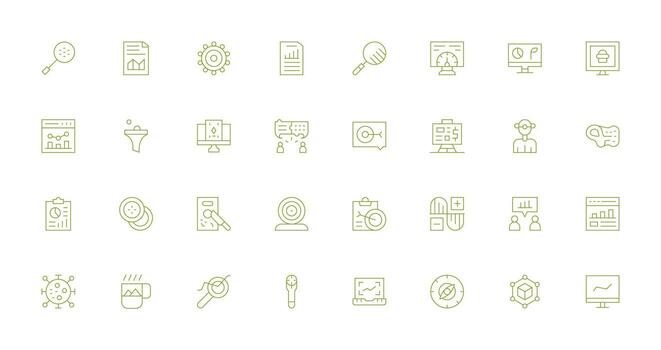 Visualization Icon Set with 32 Thin Line Graphics Reliable Icons for All Interfaces vector