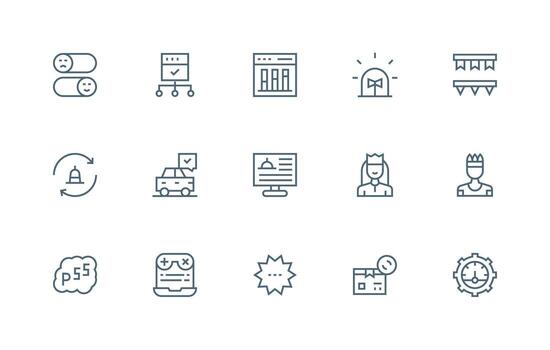 estado diseño íconos presentando 15 en regular línea estilo detallado icono colección para diseño sistemas vector