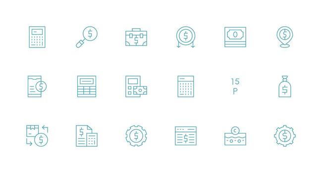 Cost Icon Collection with 18 Minimal Line Designs Responsive Icon Set for Flexible Layouts vector