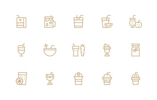 Smoothie Visual Pack containing 15 Regular Line Icons Optimized Icon Pack for Digital Products vector