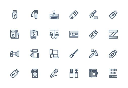 24 Thick Line Line Vectors for Usb Theme Minimal Icon Set for Interface Projects