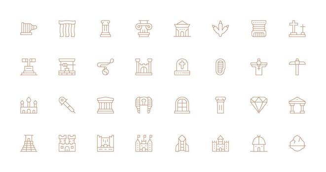 Stone including 32 Thin Line Illustrations Minimal Icon Set for Interface Projects vector