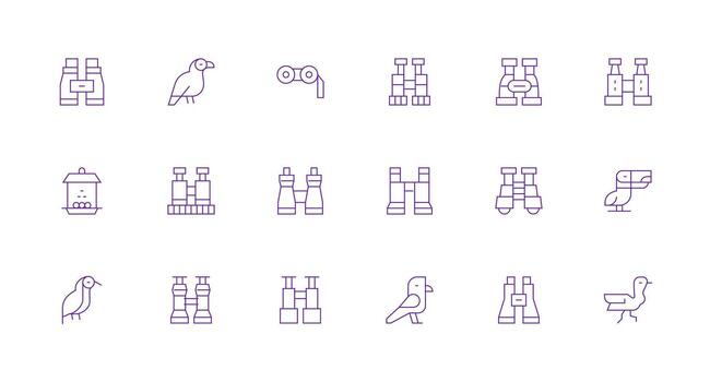 mínimo línea íconos desde ornitología conjunto con 18 vectores lleno icono biblioteca para ui diseñadores