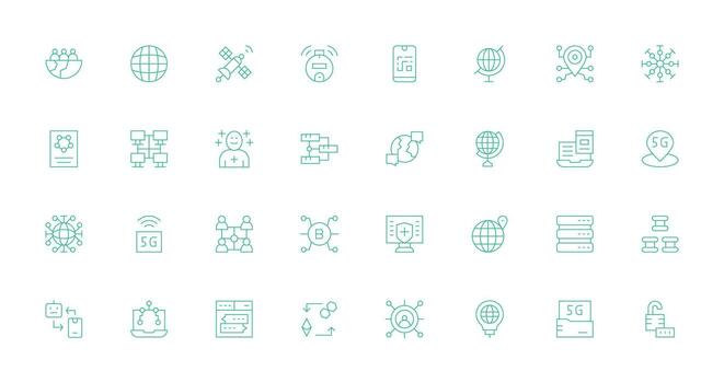 red diseño íconos presentando 32 en Delgado línea estilo íconos construido para visual consistencia paquete vector