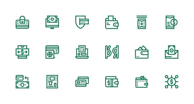 18 Icons for Banking in Strong Stroke Line Format Dashboard Icon Series vector